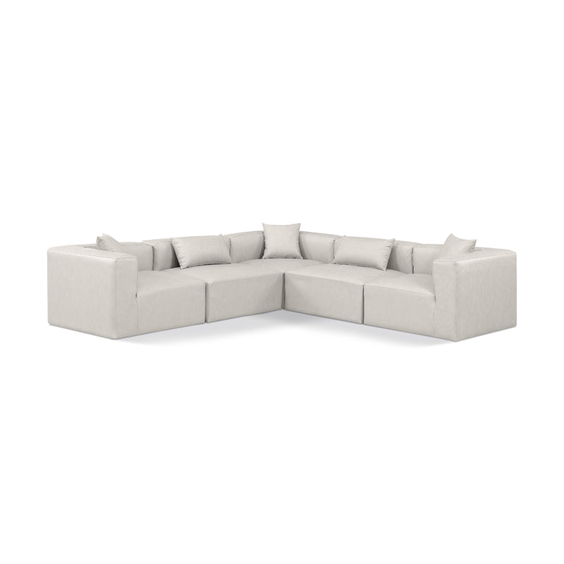 Meridian Cube Cream Vegan Leather Modular Sectional IMAGE 1