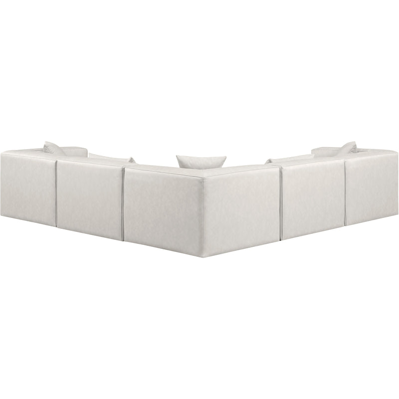 Meridian Cube Cream Vegan Leather Modular Sectional IMAGE 3