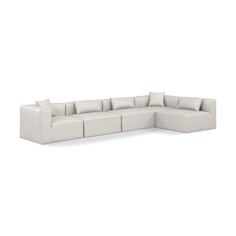 Meridian Cube Cream Vegan Leather Modular Sectional IMAGE 1