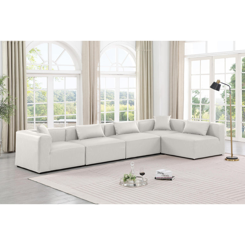 Meridian Cube Cream Vegan Leather Modular Sectional IMAGE 2