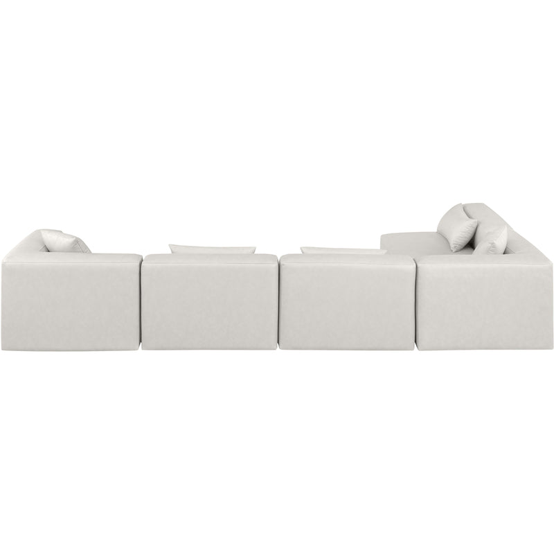 Meridian Cube Cream Vegan Leather Modular Sectional IMAGE 3