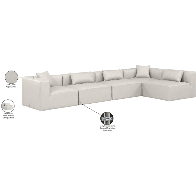 Meridian Cube Cream Vegan Leather Modular Sectional IMAGE 9
