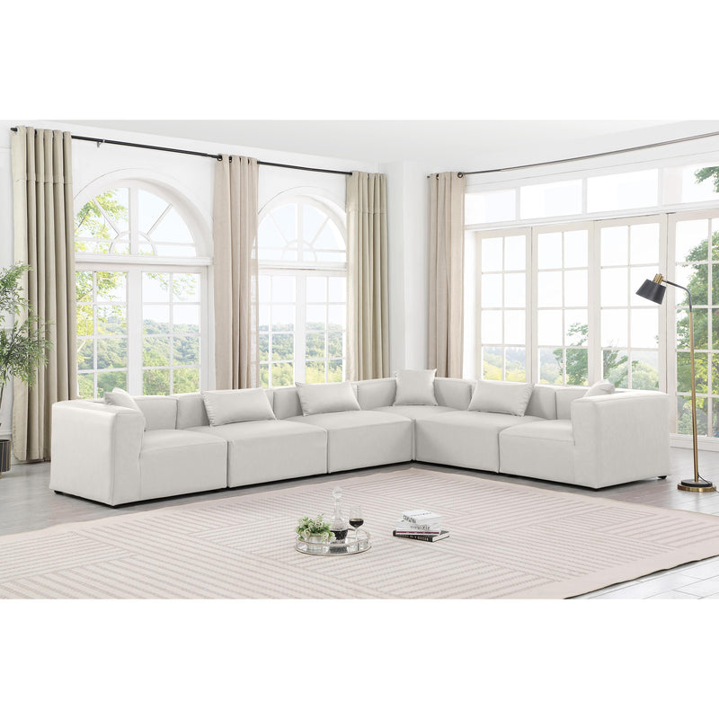 Meridian Cube Cream Vegan Leather Modular Sectional IMAGE 2