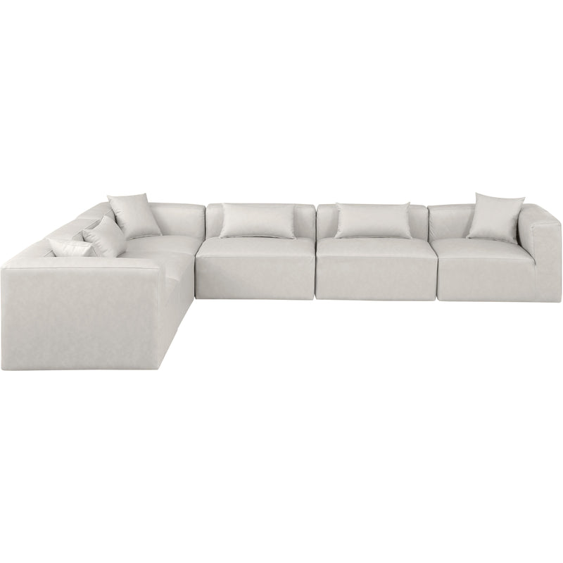Meridian Cube Cream Vegan Leather Modular Sectional IMAGE 3