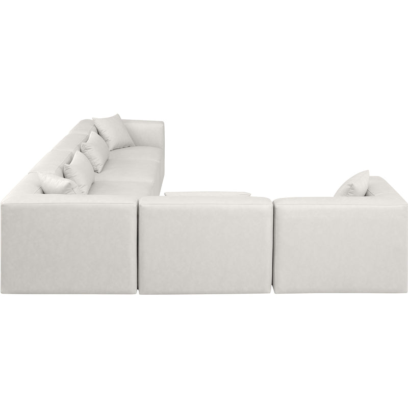 Meridian Cube Cream Vegan Leather Modular Sectional IMAGE 4