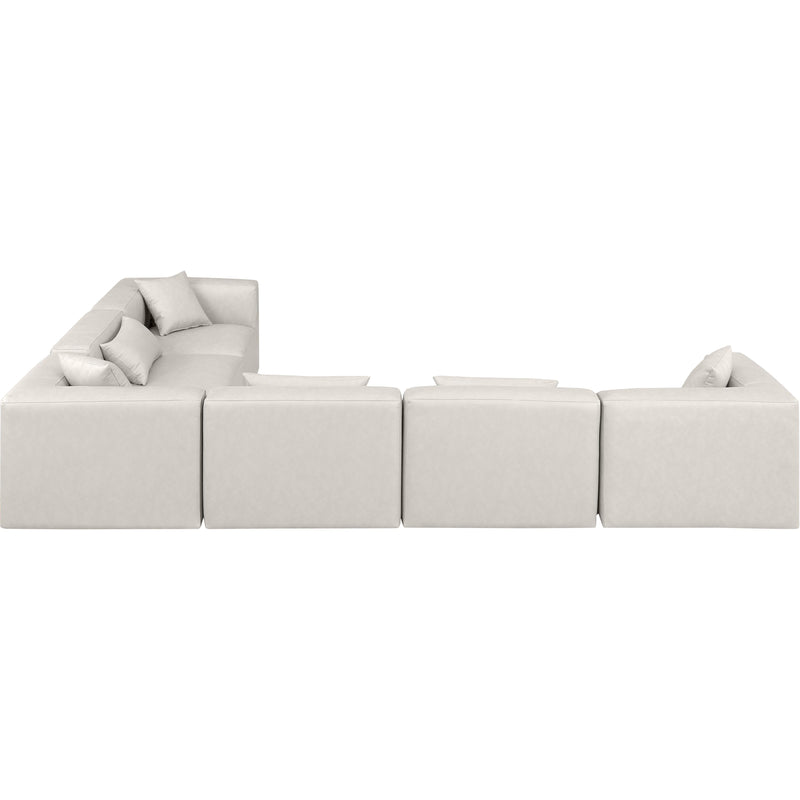 Meridian Cube Cream Vegan Leather Modular Sectional IMAGE 5