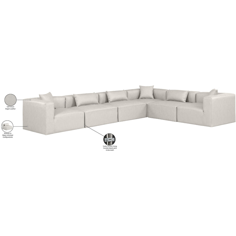Meridian Cube Cream Vegan Leather Modular Sectional IMAGE 9