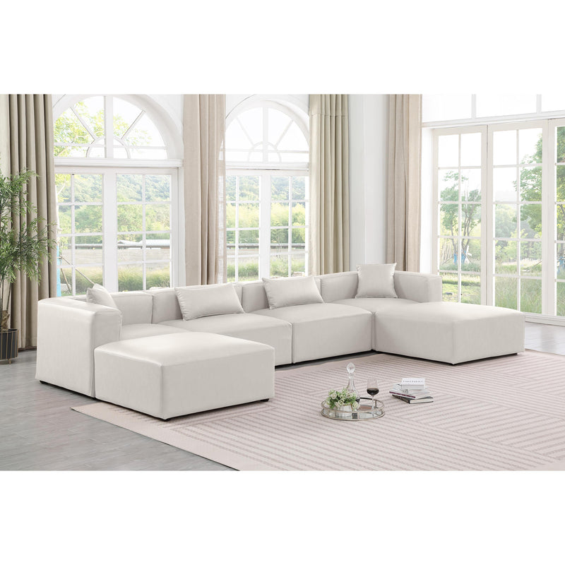 Meridian Cube Cream Vegan Leather Modular Sectional IMAGE 2