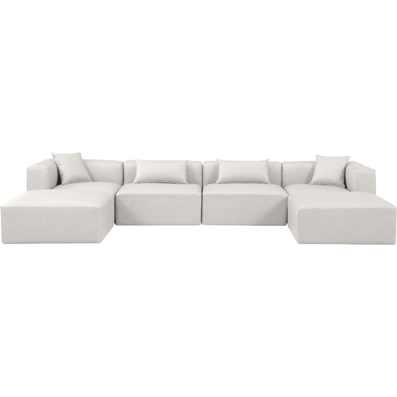 Meridian Cube Cream Vegan Leather Modular Sectional IMAGE 4