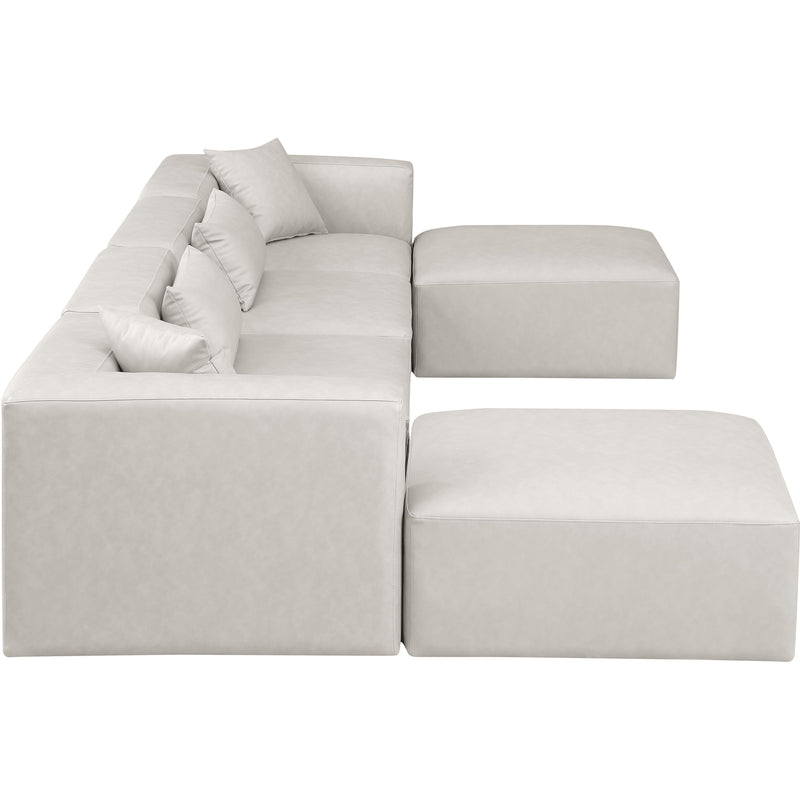Meridian Cube Cream Vegan Leather Modular Sectional IMAGE 5