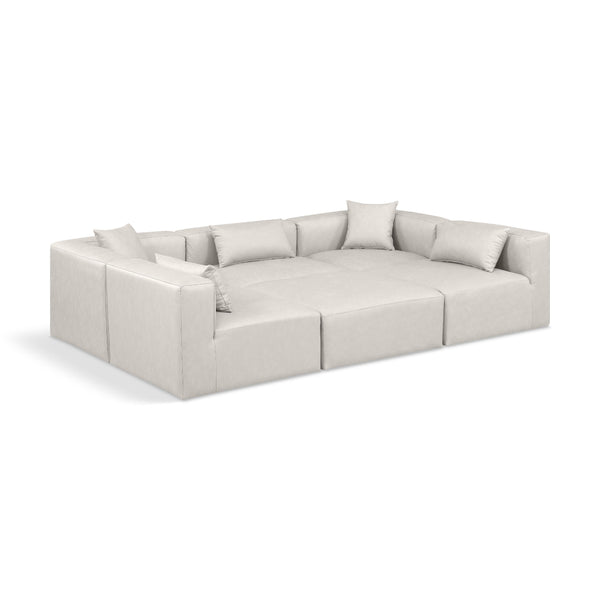 Meridian Cube Cream Vegan Leather Modular Sectional IMAGE 1