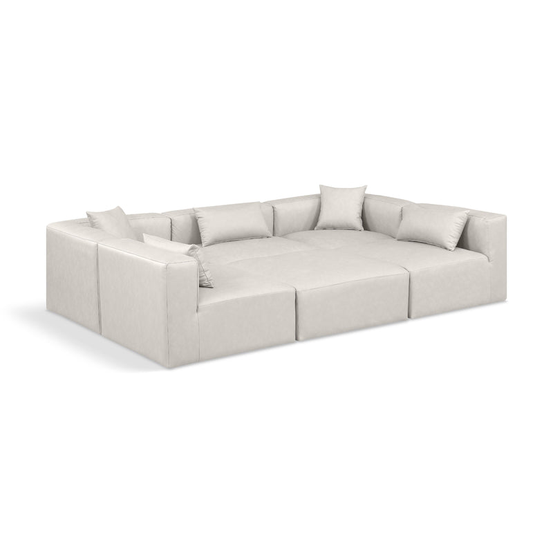 Meridian Cube Cream Vegan Leather Modular Sectional IMAGE 1