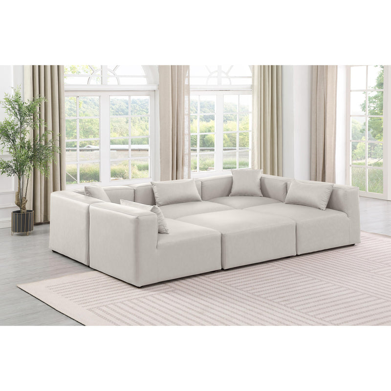 Meridian Cube Cream Vegan Leather Modular Sectional IMAGE 2