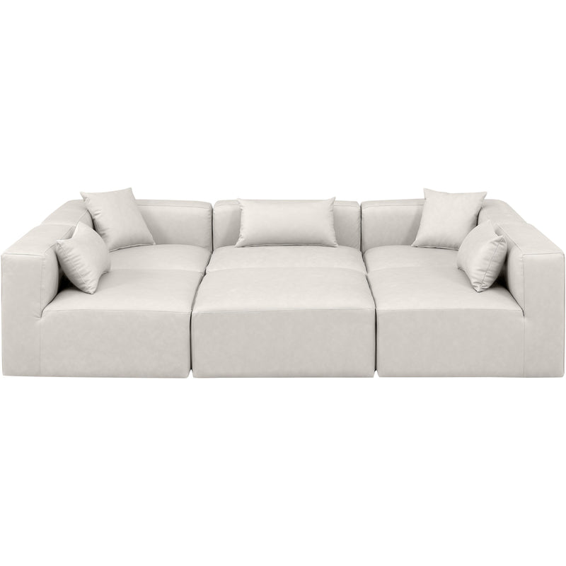 Meridian Cube Cream Vegan Leather Modular Sectional IMAGE 4