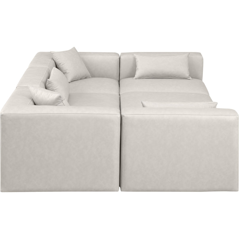 Meridian Cube Cream Vegan Leather Modular Sectional IMAGE 5