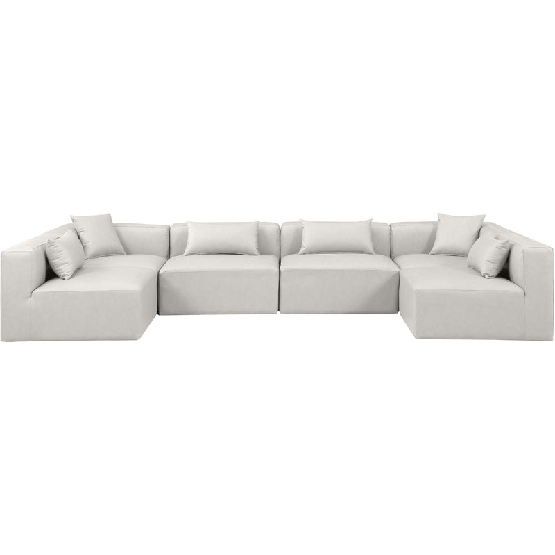 Meridian Cube Cream Vegan Leather Modular Sectional IMAGE 4