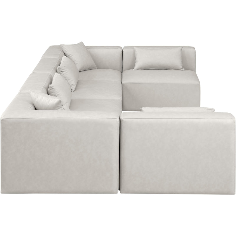 Meridian Cube Cream Vegan Leather Modular Sectional IMAGE 5
