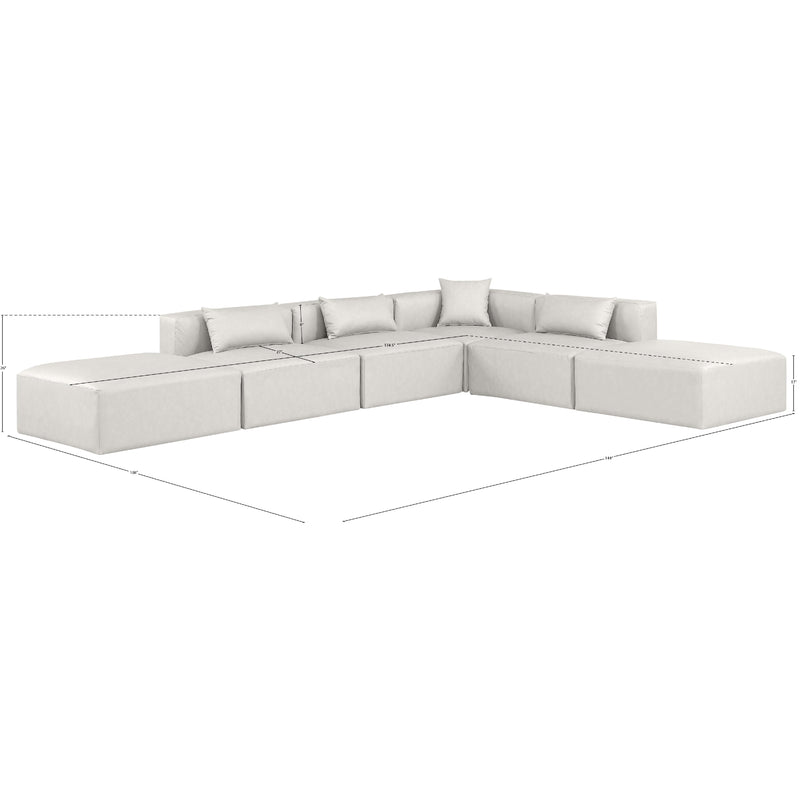 Meridian Cube Cream Vegan Leather Modular Sectional IMAGE 10