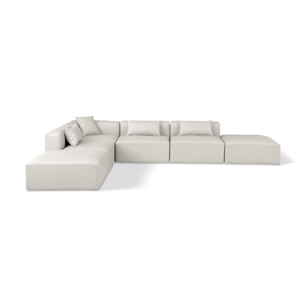 Meridian Cube Cream Vegan Leather Modular Sectional IMAGE 1