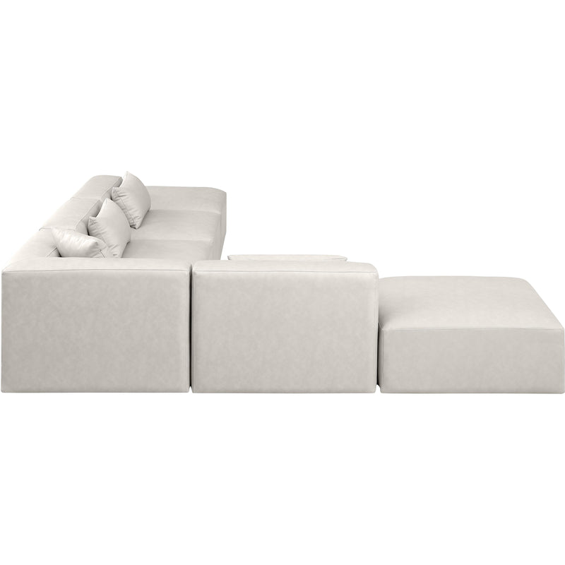 Meridian Cube Cream Vegan Leather Modular Sectional IMAGE 4