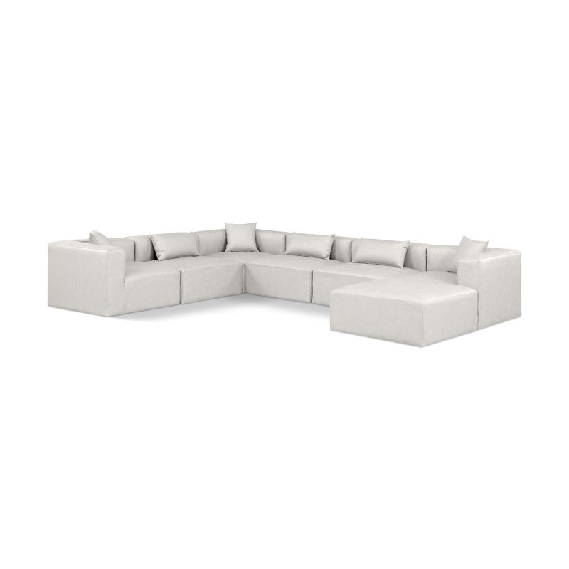 Meridian Cube Cream Vegan Leather Modular Sectional IMAGE 1
