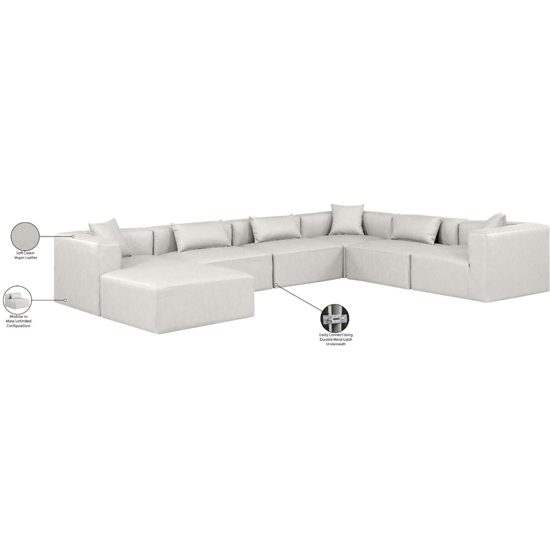 Meridian Cube Cream Vegan Leather Modular Sectional IMAGE 9