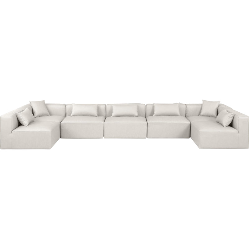 Meridian Cube Cream Vegan Leather Modular Sectional IMAGE 4