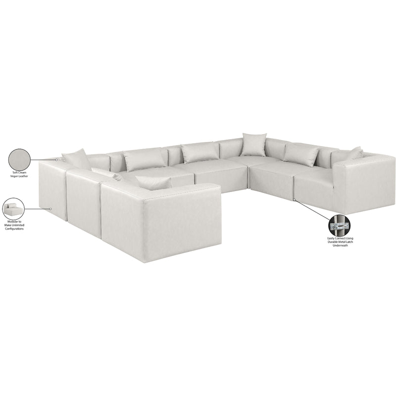 Meridian Cube Cream Vegan Leather Modular Sectional IMAGE 10