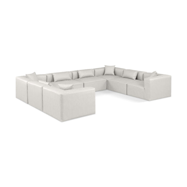 Meridian Cube Cream Vegan Leather Modular Sectional IMAGE 1