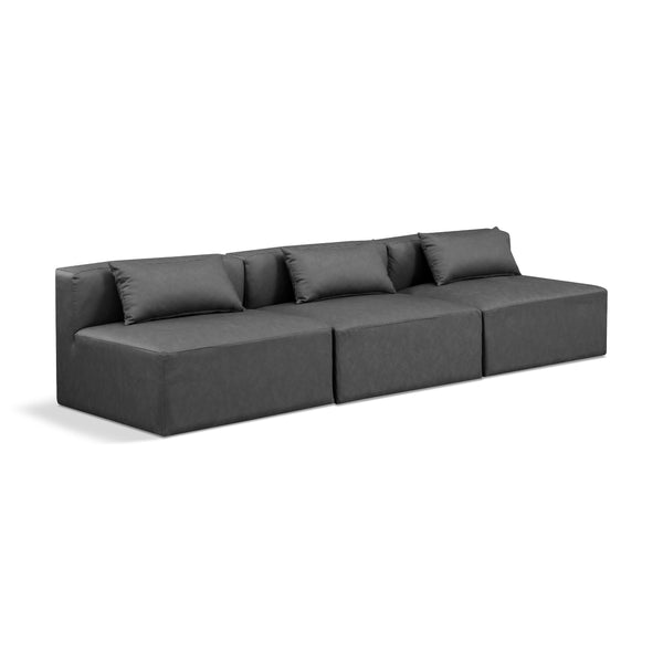 Meridian Cube Charcoal Grey Vegan Leather Modular Sofa IMAGE 1