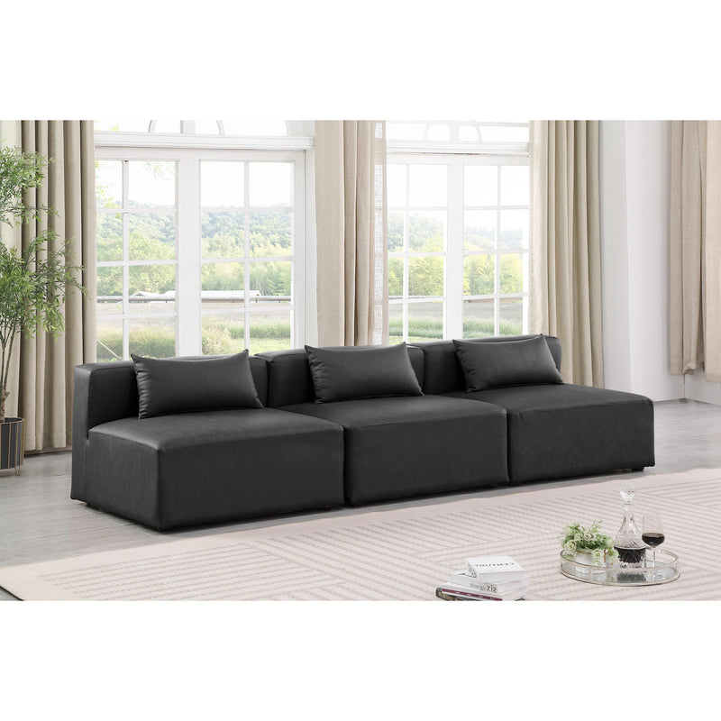Meridian Cube Charcoal Grey Vegan Leather Modular Sofa IMAGE 2
