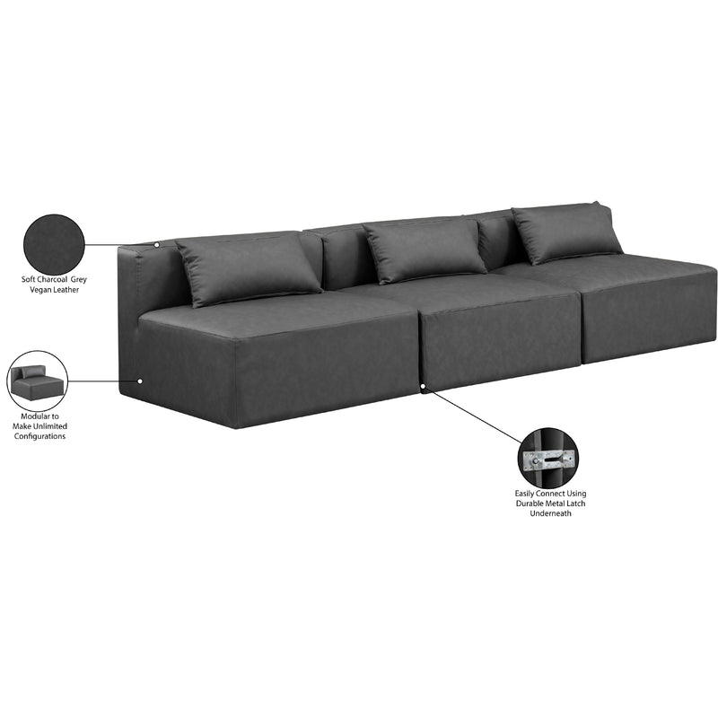 Meridian Cube Charcoal Grey Vegan Leather Modular Sofa IMAGE 7