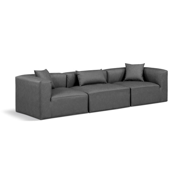 Meridian Cube Charcoal Grey Vegan Leather Modular Sofa IMAGE 1