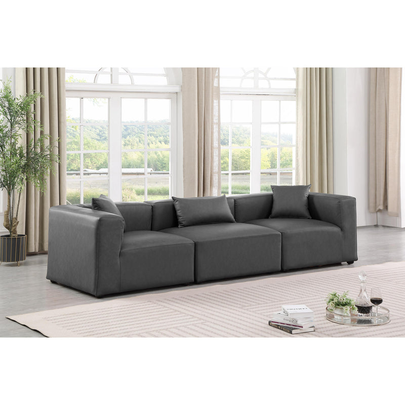 Meridian Cube Charcoal Grey Vegan Leather Modular Sofa IMAGE 2