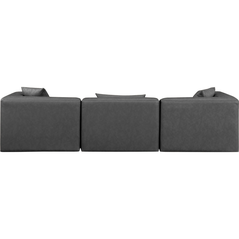 Meridian Cube Charcoal Grey Vegan Leather Modular Sofa IMAGE 3