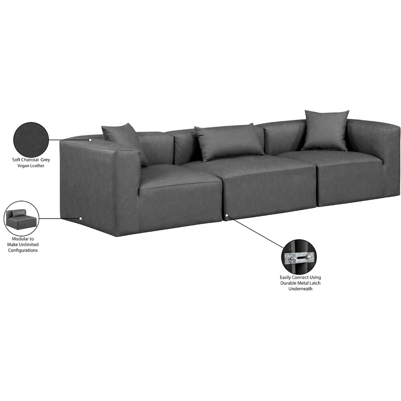 Meridian Cube Charcoal Grey Vegan Leather Modular Sofa IMAGE 8