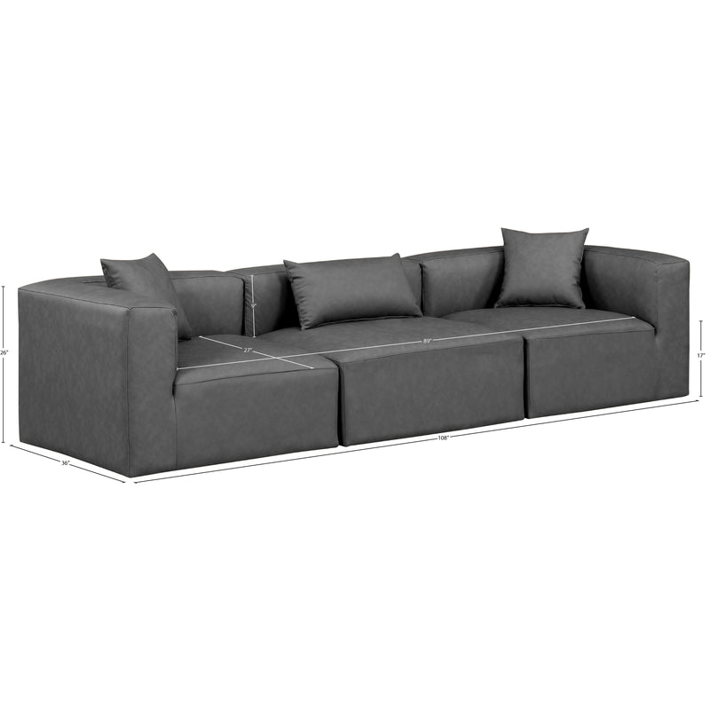 Meridian Cube Charcoal Grey Vegan Leather Modular Sofa IMAGE 9