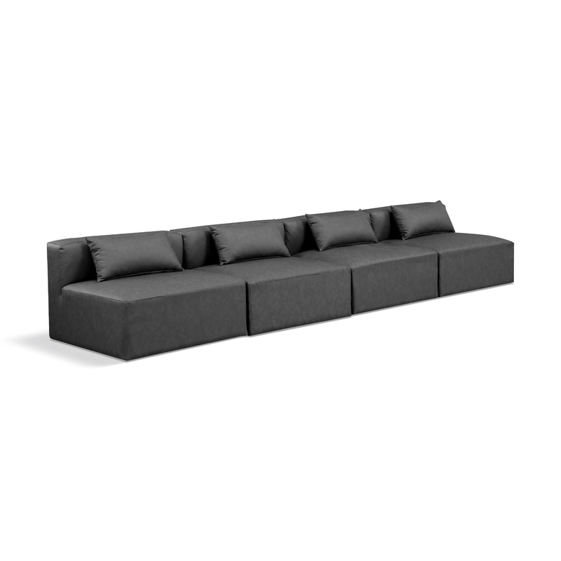 Meridian Cube Charcoal Grey Vegan Leather Modular Sofa IMAGE 1