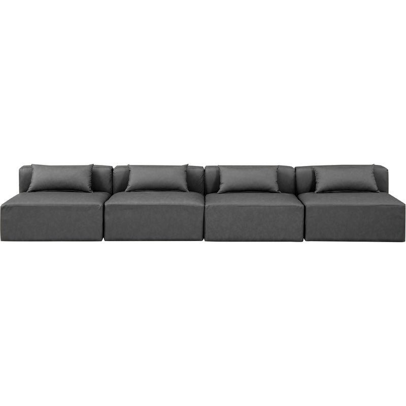 Meridian Cube Charcoal Grey Vegan Leather Modular Sofa IMAGE 4