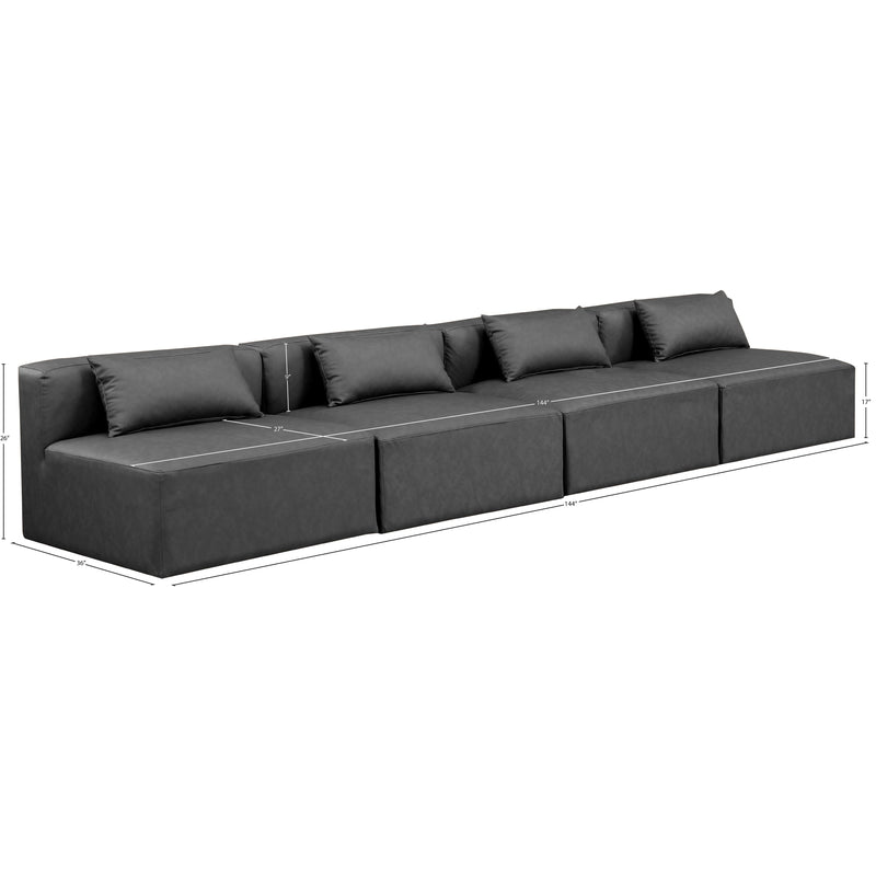 Meridian Cube Charcoal Grey Vegan Leather Modular Sofa IMAGE 9