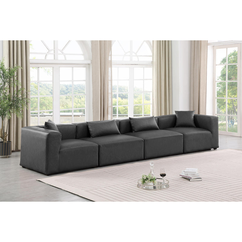 Meridian Cube Charcoal Grey Vegan Leather Modular Sofa IMAGE 2