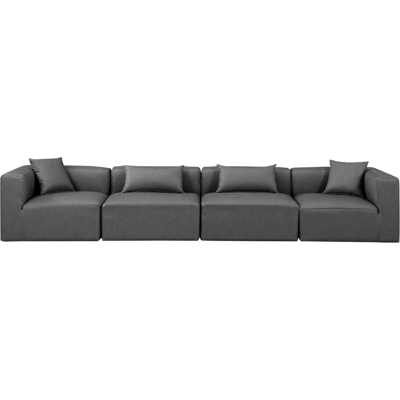 Meridian Cube Charcoal Grey Vegan Leather Modular Sofa IMAGE 4