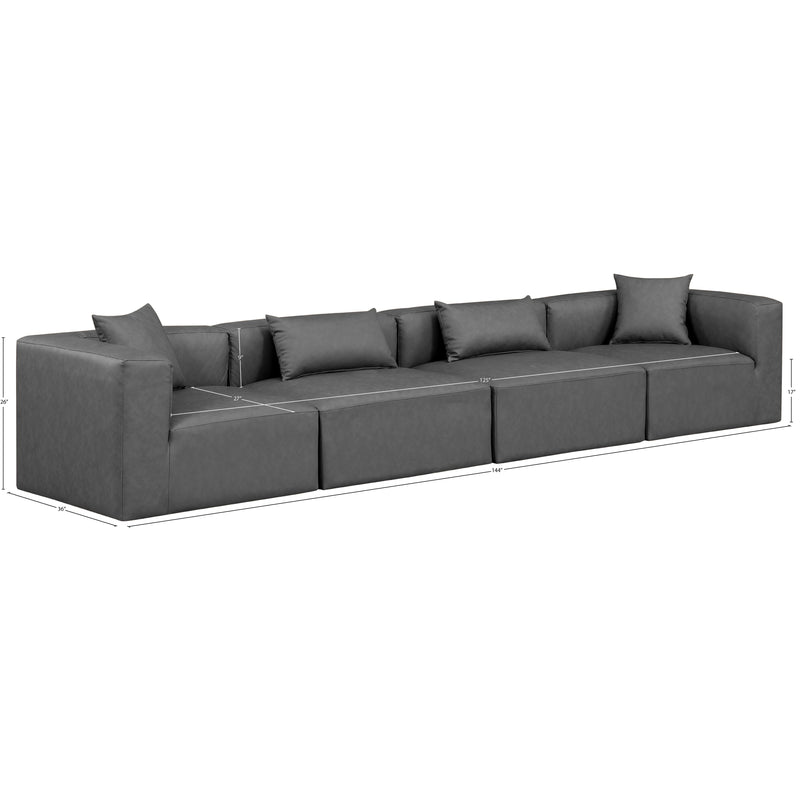 Meridian Cube Charcoal Grey Vegan Leather Modular Sofa IMAGE 9