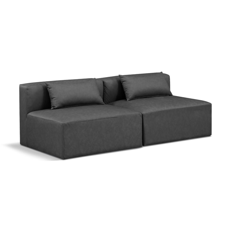 Meridian Cube Charcoal Grey Vegan Leather Modular Sofa IMAGE 1