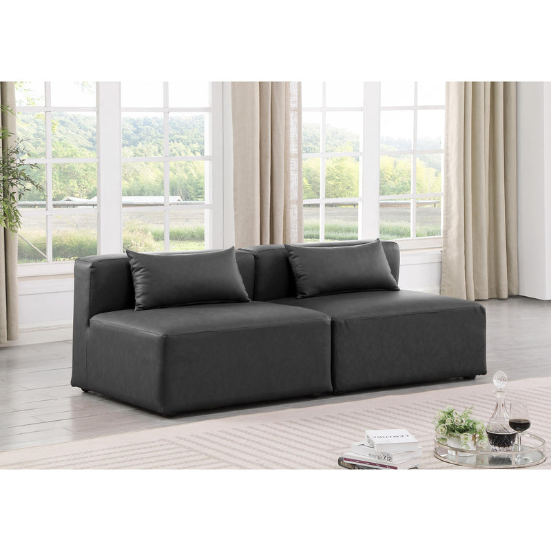 Meridian Cube Charcoal Grey Vegan Leather Modular Sofa IMAGE 2