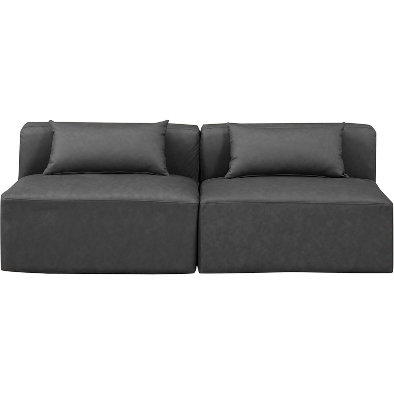 Meridian Cube Charcoal Grey Vegan Leather Modular Sofa IMAGE 4