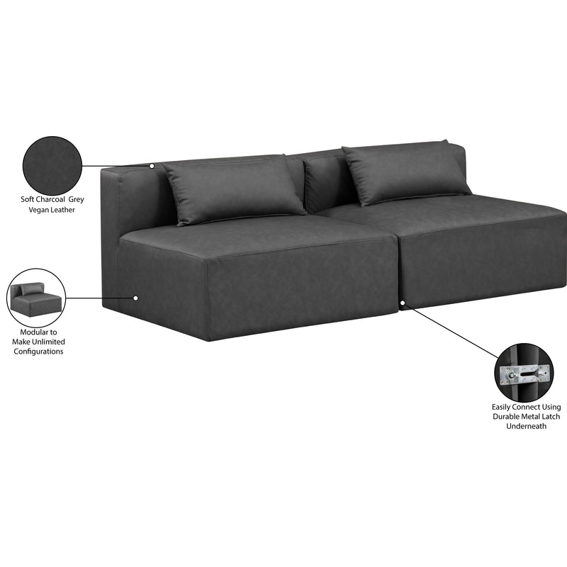 Meridian Cube Charcoal Grey Vegan Leather Modular Sofa IMAGE 8