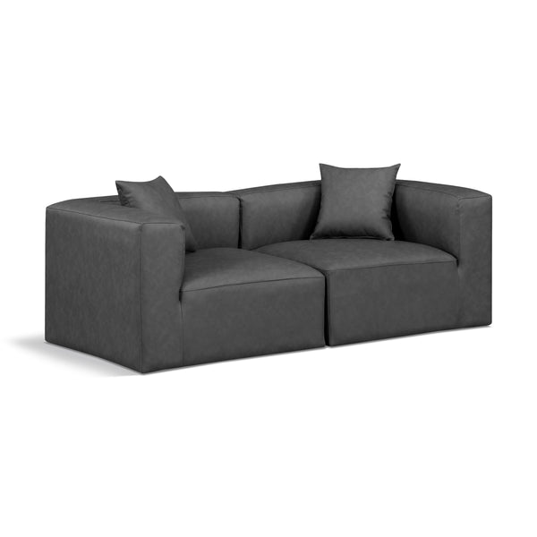Meridian Cube Charcoal Grey Vegan Leather Modular Sofa IMAGE 1
