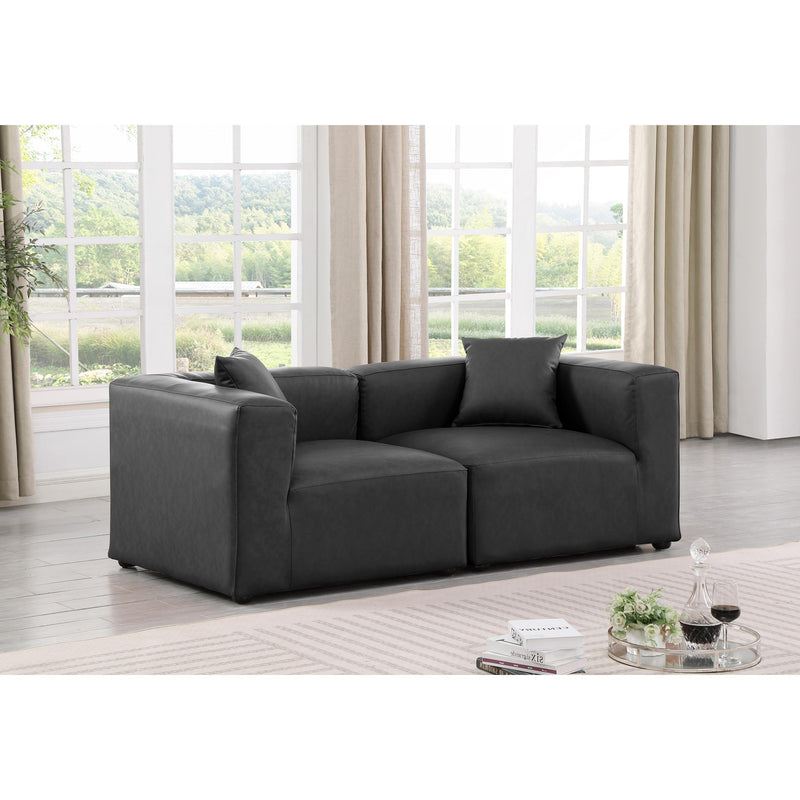 Meridian Cube Charcoal Grey Vegan Leather Modular Sofa IMAGE 2