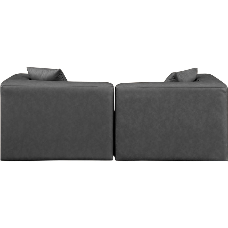 Meridian Cube Charcoal Grey Vegan Leather Modular Sofa IMAGE 3